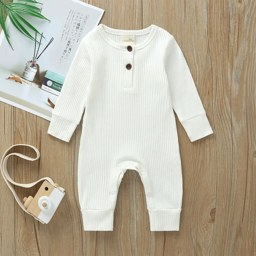 Baby Bodysuits for girl  2020 Baby Spring Autumn Clothing Newborn Infant Baby Boy Girl Cotton Romper Knitted Ribbed Jumpsuit Solid Clothes Warm Outfit Bamboo fiber children's clothes Baby Rompers