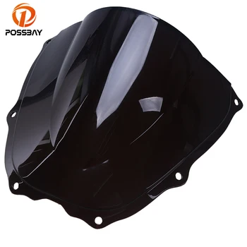 

POSSBAY Black Smoke Clear Motorcycle Windshield Universal for Honda VTR 1000 2000-2006 Scooter Double Bubble Wind Deflector