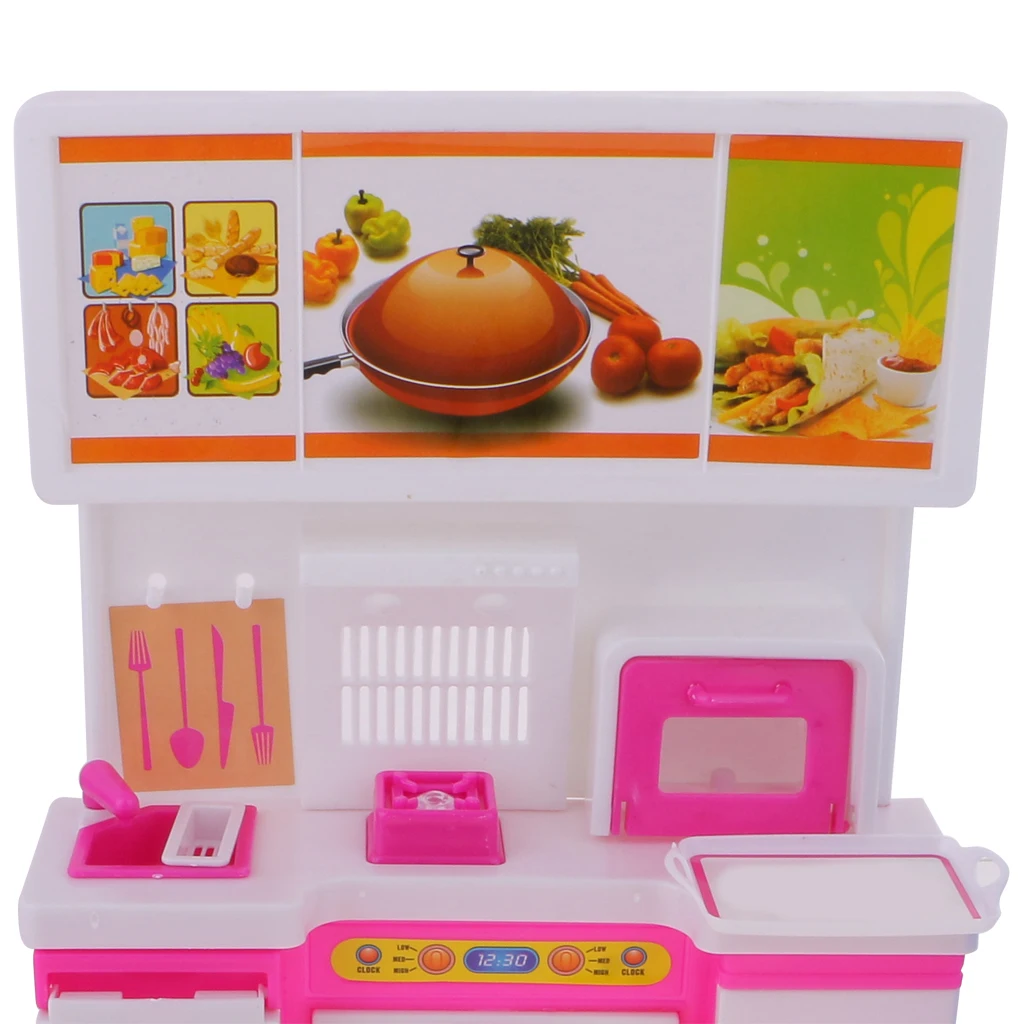 29Pcs Kitchen Refrigerator Cooking Bench Food Drinks Milk Juice Bread Spatula Kitchenware Set For 1/6  Blythe Dolls Accessories