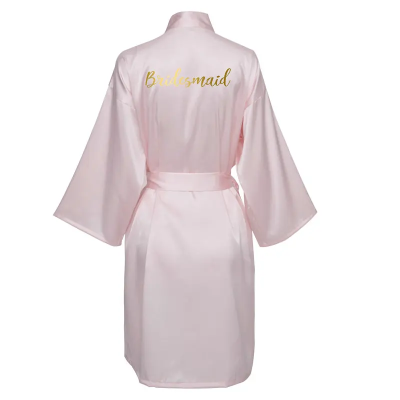 YUXINBRIDAL новая одежда для невесты Халаты свадебный наряд светло-розовый атласный халат одежда для невесты свадьба - Цвет: LightPink Bridesmaid