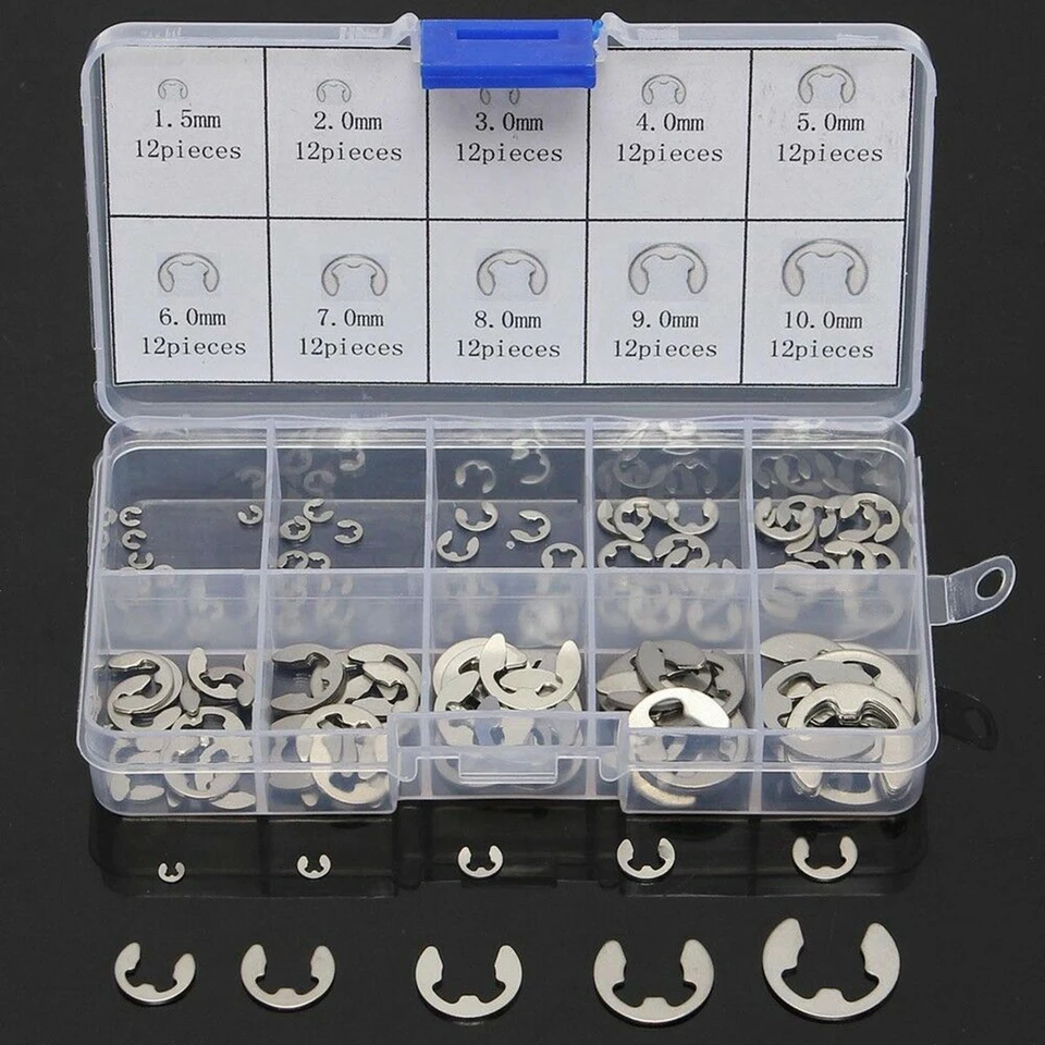 Anelli Elastici Esterni In Acciaio Inox 304 – E-Clip Metrici Da 1.2mm A 20mm – Modello GB896