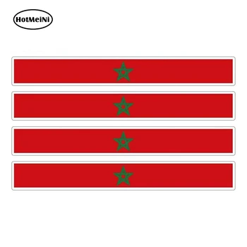 

HotMeiNi 13cm x 1.7cm 4pcs Car Stripe Motorcycle Racing Flag Sticker Skateboard Decal Bike Moto Tuning Morocco Car Stickers