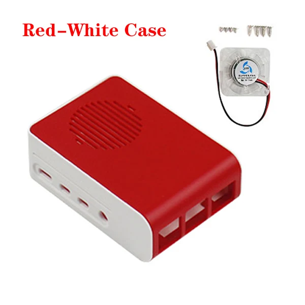 Red White Raspberry Pi 4 Чехол защитный ABS чехол корпус с бликом Вентилятор охлаждения красочный кулер для Raspberry Pi 4 Модель B 4B - Цвет: Red White