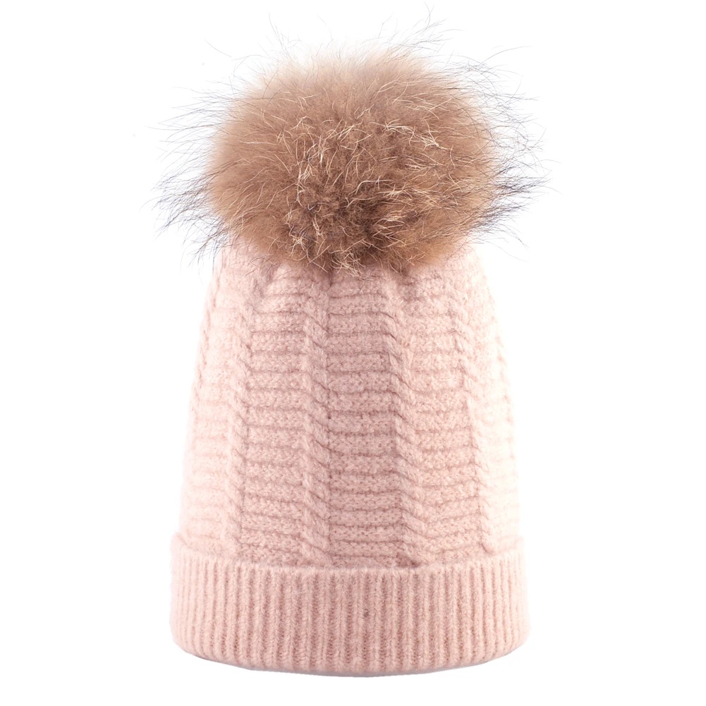 Fur pom pom for hats women winter caps girl knitted beanie women warm beanies cap ladies skullies casual pompom hat gorro