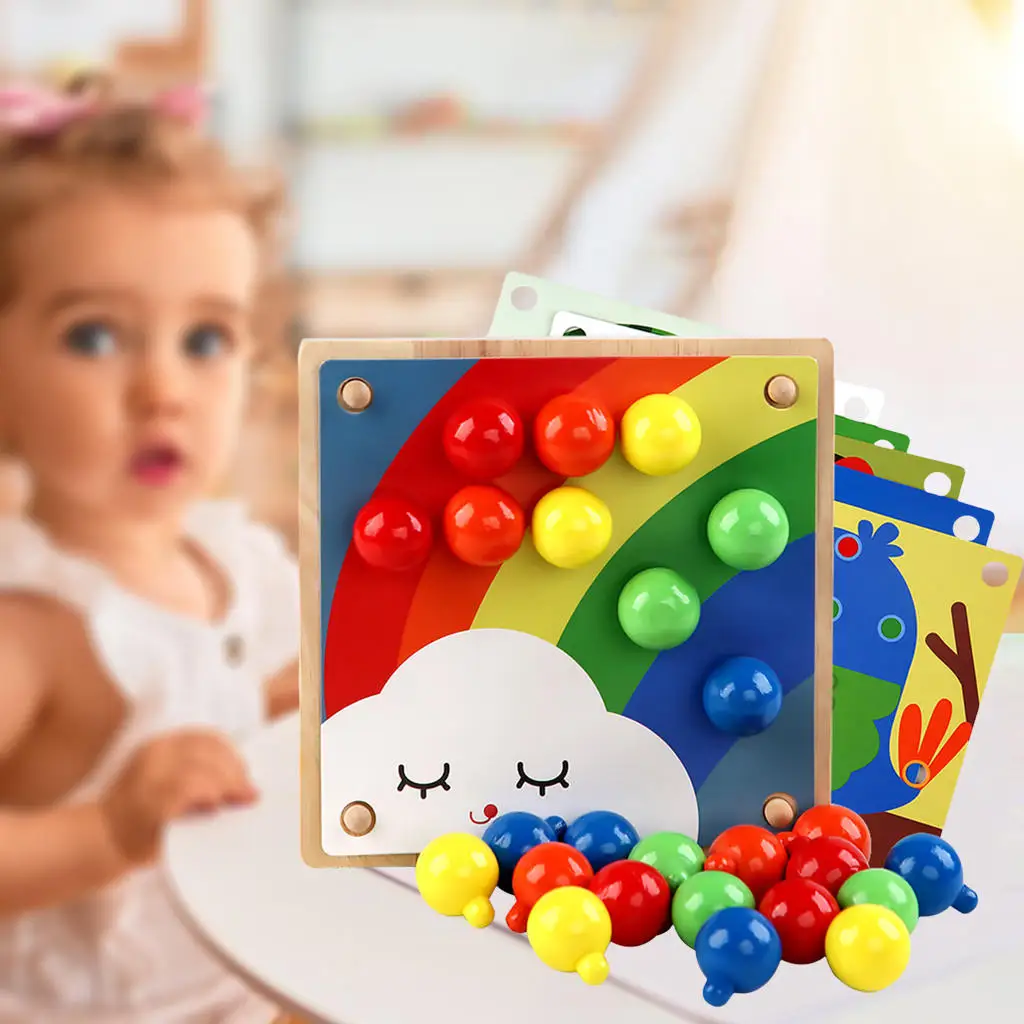 Wooden Mushroom Nail Mosaic Pegging Board Educational Toys Creative Gifts Peg Puzzle Buttons Art for Age Over 3 Years Old Baby 4