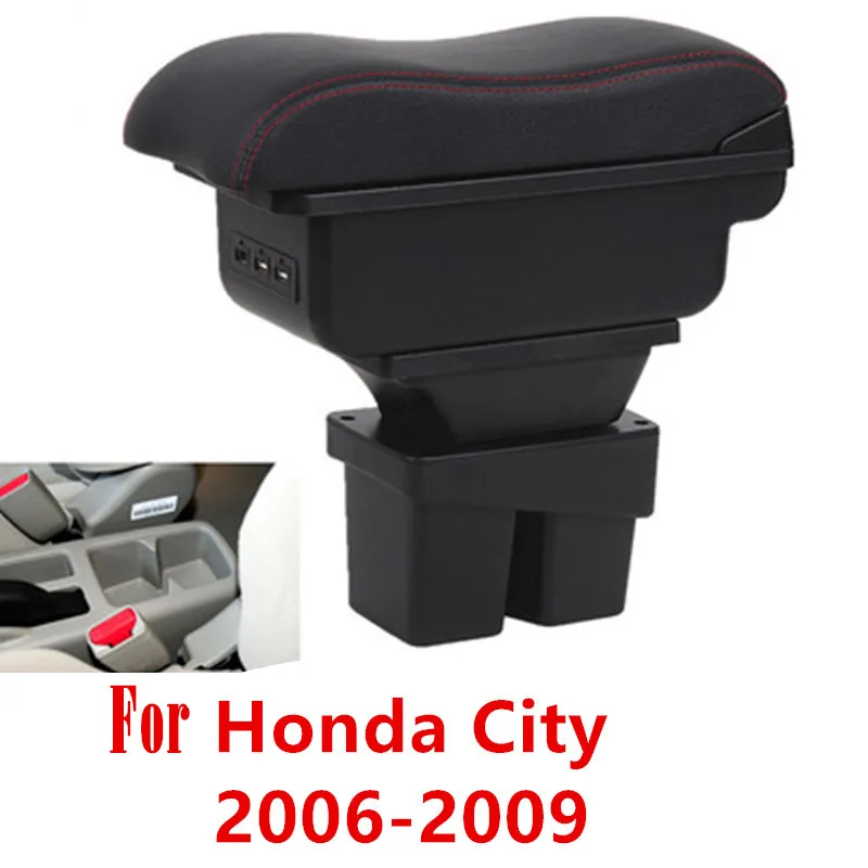 For Honda City armrest box PU Leather central Store content box cup