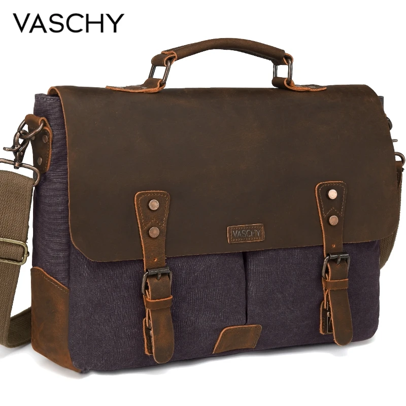 Vasky сумка-мессенджер мужская кожаная Холщовая Сумка из натуральной кожи 15,6 дюймов портфель для ноутбука сумка через плечо для мужчин