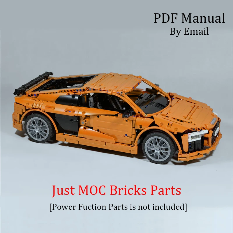 Technic серия Audi Супер спортивная машина R8 Technic MOCs 4463 модельные наборы строительных блоков Кирпичи DIY игрушки подарки подходят для inglys - Цвет: MOC Parts Orange
