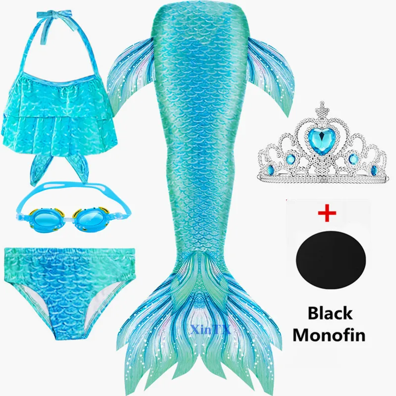 

Children Mermaid Tail with or No Monofin Fin Flipper Kids Swimwear Set Ariel Cosplay Swimsuit Bikini Bathing Suit Dress Costum