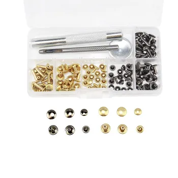 

40^120 Sets Double Cap Rivet Metal Leather Rivets Kit Leather Craft Repairs Home Handmade DIY Sewing Tools