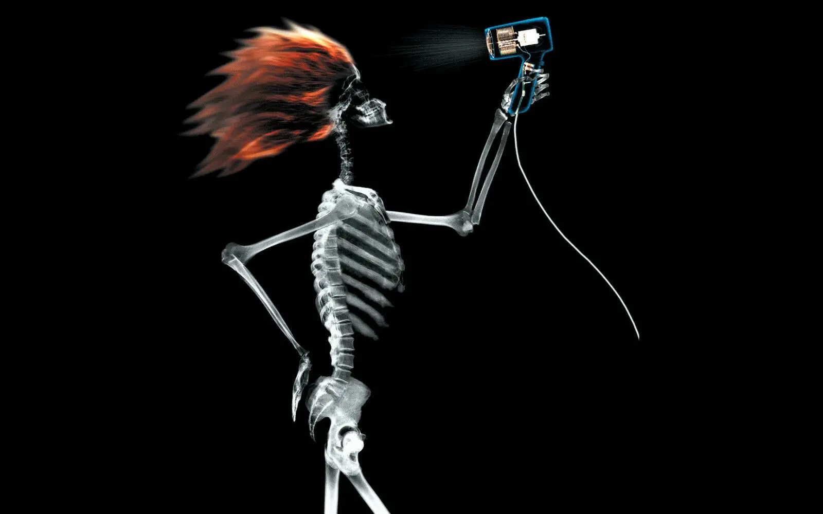 

Funny X-Ray Woman with Hair Dryer Picture Poster Medical Anatomy