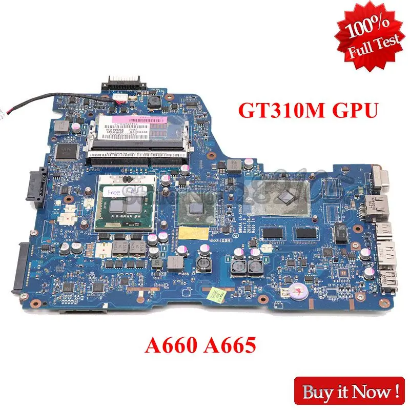 NOKOTION материнская плата для ноутбука TOSHIBA Satellite A660 A665 NWQAA K000104420 LA-6062P HM55 DDR3 GT310M GPU |