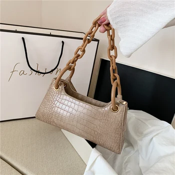 

NEW European Design Fashion Stone Pattern Armpit Bag Handbag & Elegant Chain Shoulder Bag Width 28cm Height 15cm Thickness 6cm