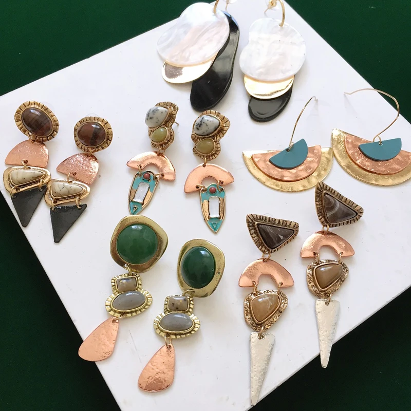 

Ztech Natural Stone Fashion Za Drop Earrings For Women Wedding Party Vintage Design Trendy Dangle Earrings Gifts Accessories