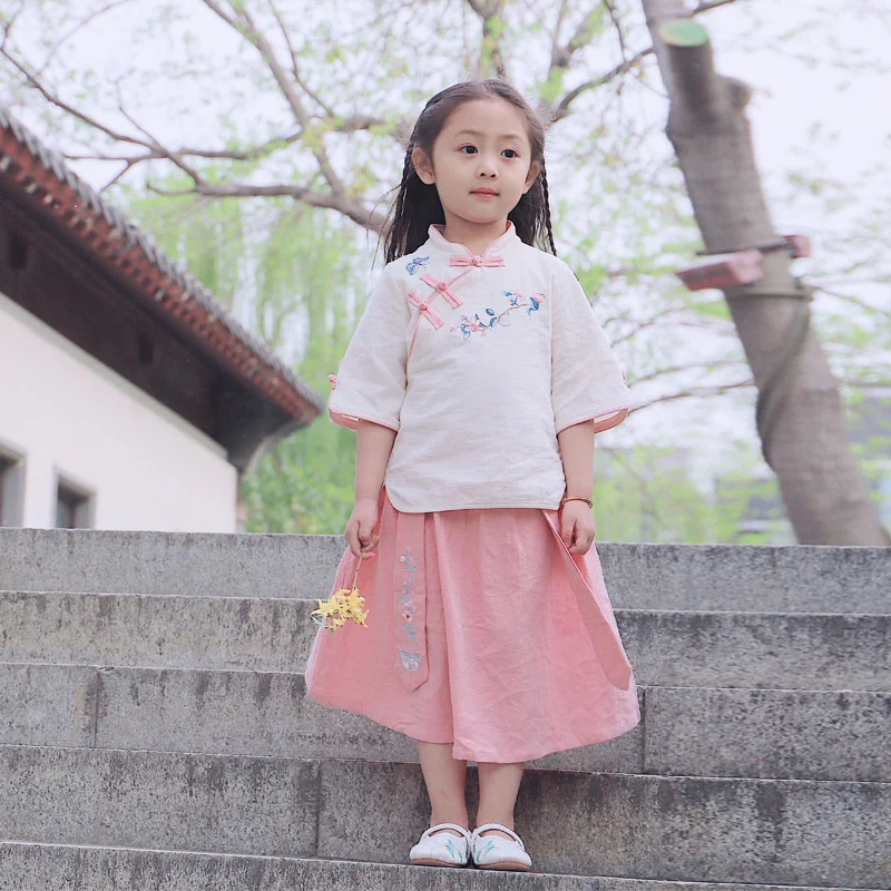  Qipao 巹  Hanfu  ҳ 糪  ĿƮ 2Pcs  ҳ Ƿ  Ÿ ÷Ʈ ư Cheongsam