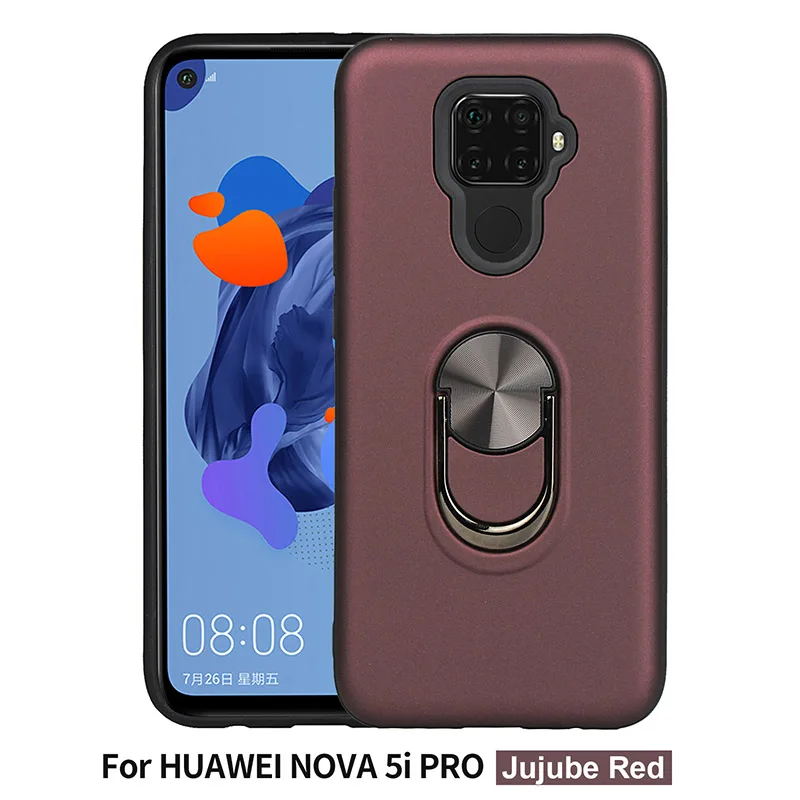 Jujube Red Вращающийся на 360 градусов металлический кольцевой Кронштейн Автомобильный чехол для телефона huawei Nova 5i 5 Pro Nova 4 3i чехол для телефона - Цвет: Jujube Red