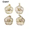 WT-JP171 Newst Product Vintage White Shell Pendant With Carved Flower Shape For Women Jewelry 4