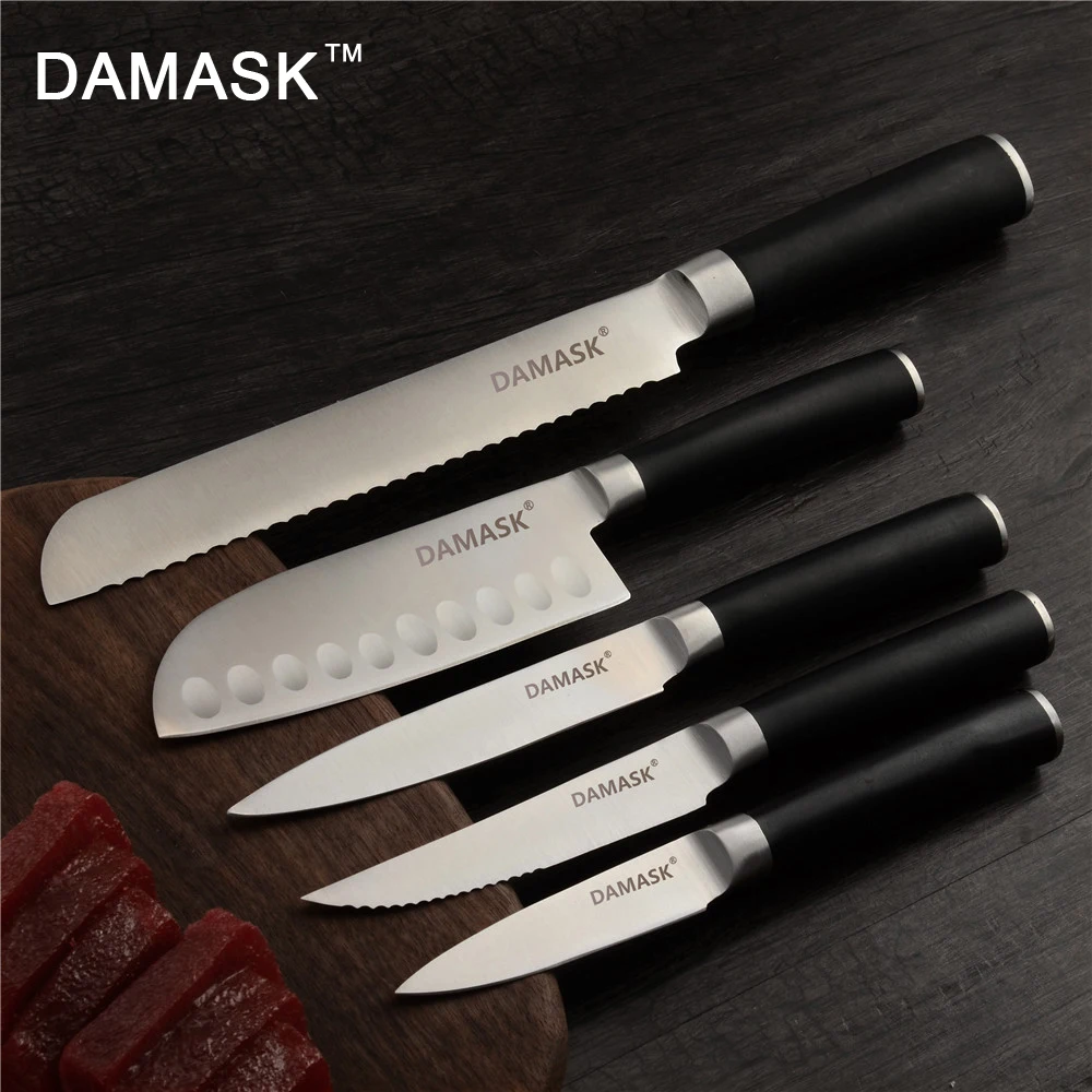 DAMASK японский набор ножей шеф повара 3Cr13mov лезвие из нержавеющей стали ножи для
