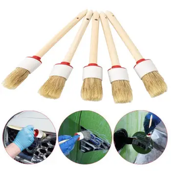 

Vehemo 5pcs/Set Detailing Brushes Cleaning Seats Car Detailing Brushes Portable Auto Detailing Brushes for Wheels Home