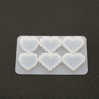 

Crystal Epoxy UV Resin Mold Pixel Love Heart Shape High Mirror DIY Handmade Pendant Silicone Molds