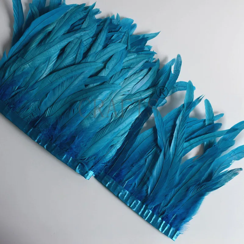 10 Yards Rooster Feather Trims 25-30cm Coque Feather Strung Chicken Feather Trimming Dress/Skirt /Costume Carnival Decoration