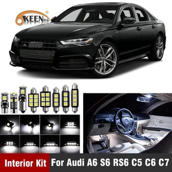 

White Canbus Error Free LED Bulb Interior light Kit for Audi A6 S6 RS6 C5 C6 C7 (1994-2016) Dome Map License Plate Light