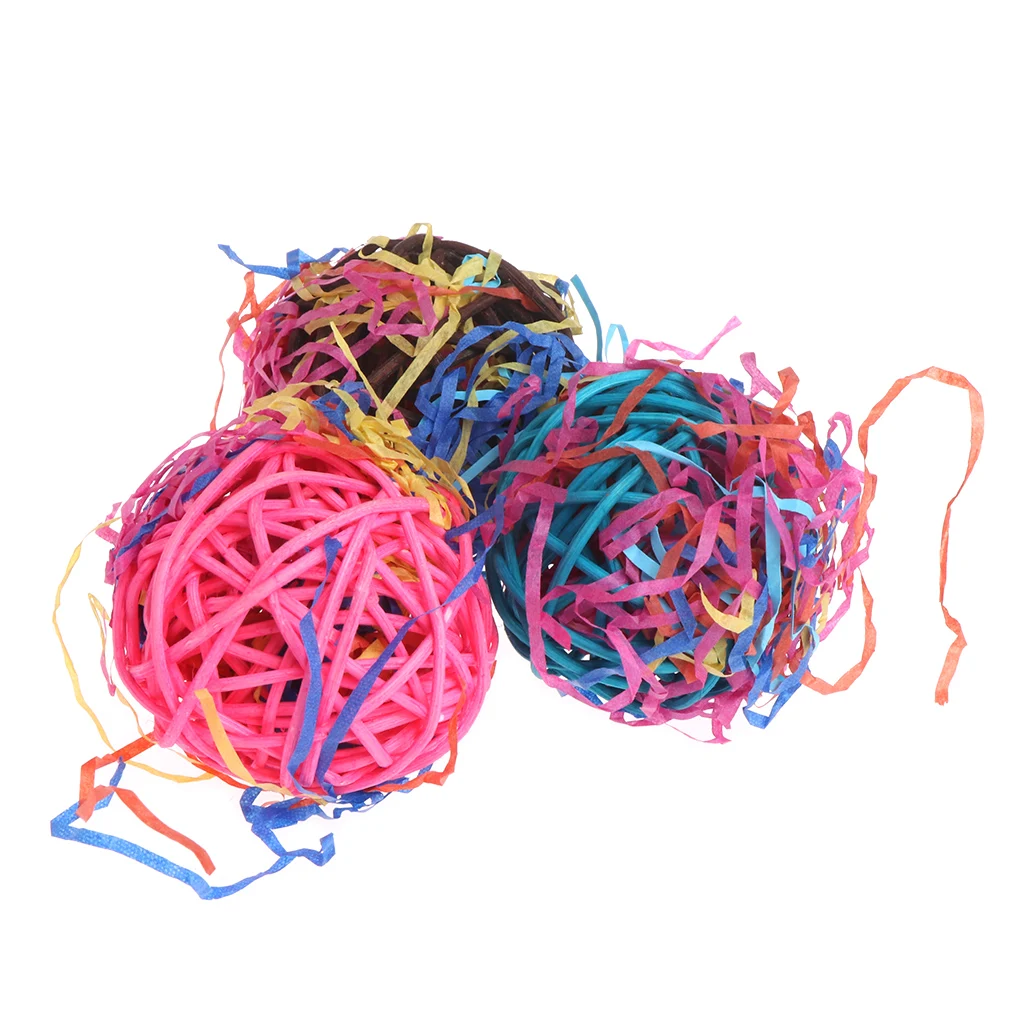 

New Parrot Toy Birds Rattan Ball Chew Bite Wire Drawing Parakeet Cockatiel Star Cage