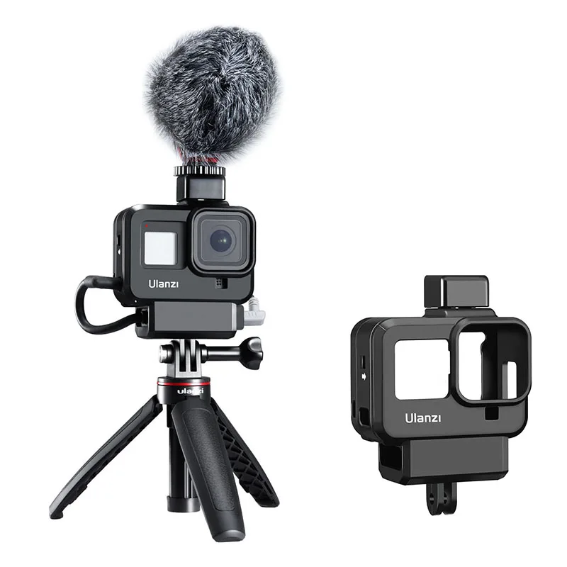 ULANZI G8-9 Protective Case for Gopro 8 Black With Cold Shoe Mount Mic Light for Gopro Microphone Adapter Vlog Accessory