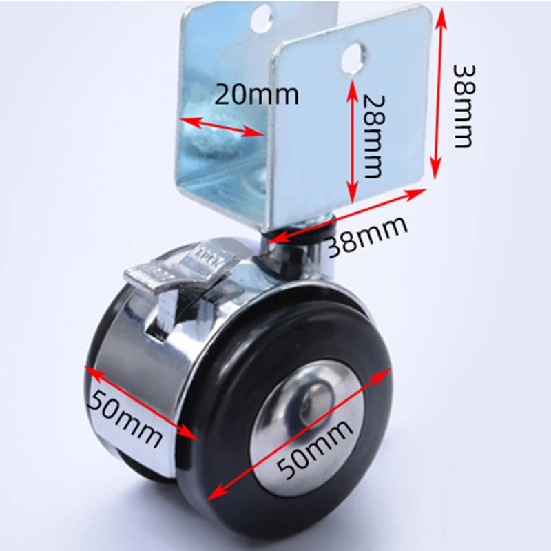 Top-4Pcs 2 Inch Crib Casters Cabinet Clamp with Brake Wheels Nylon Furniture Hardware Fittings