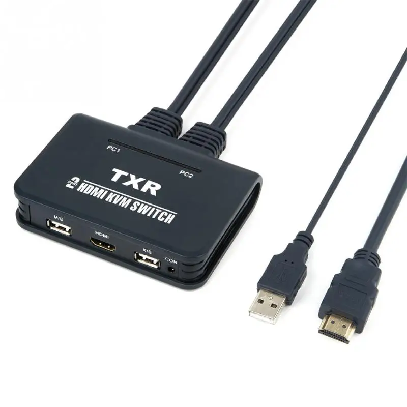  2 Port USB With Cables Dual Monitor HDMI Button TV Projector KVM Switch Notebook Keyboard Mouse Spl