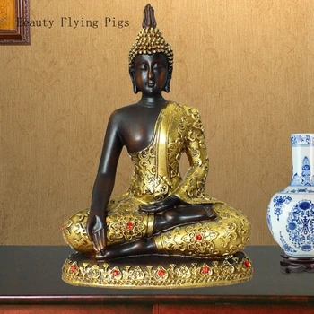 

Thailand sitting Buddha sculpture ornaments Buddha statues living room porch Zen crafts Southeast Asia home resin decorations