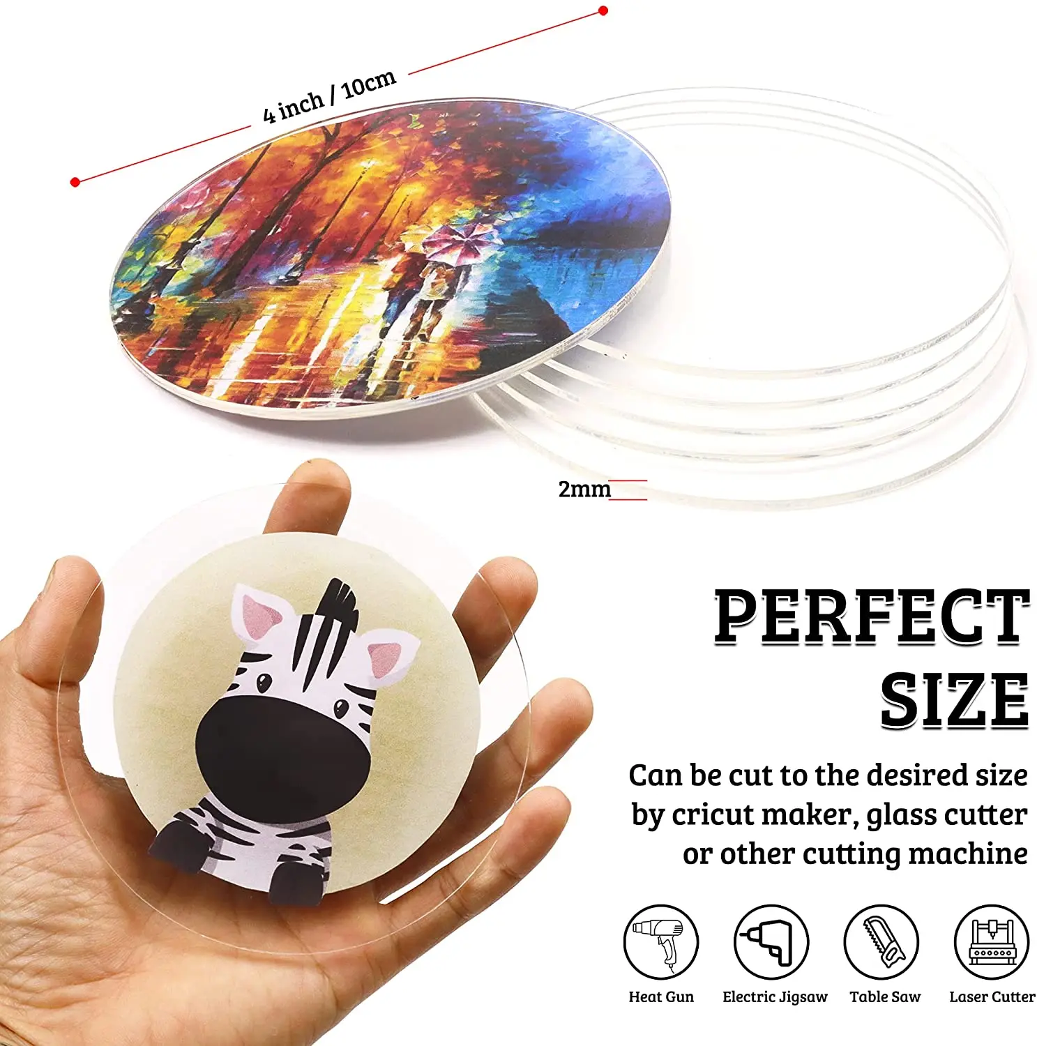 30 Pcs Disque Acrylique Cercle 10cm Disque Acrylique Transparent Pour la  Peinture, les Palettes, le Bricolage, la Signalisation de Mariage et de Fête