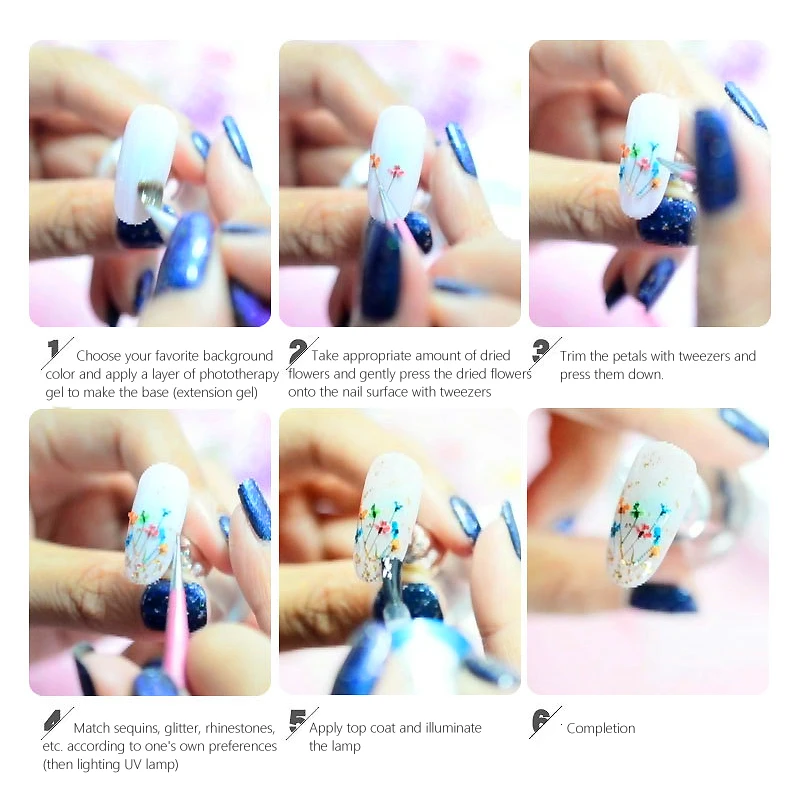 CHUNSHU 15 г 3D дизайн ногтей сушеные Цветочные серии наклейки для ногтей матч с УФ гель-лаком маникюр Дизайн ногтей украшения инструменты Фиолетовый