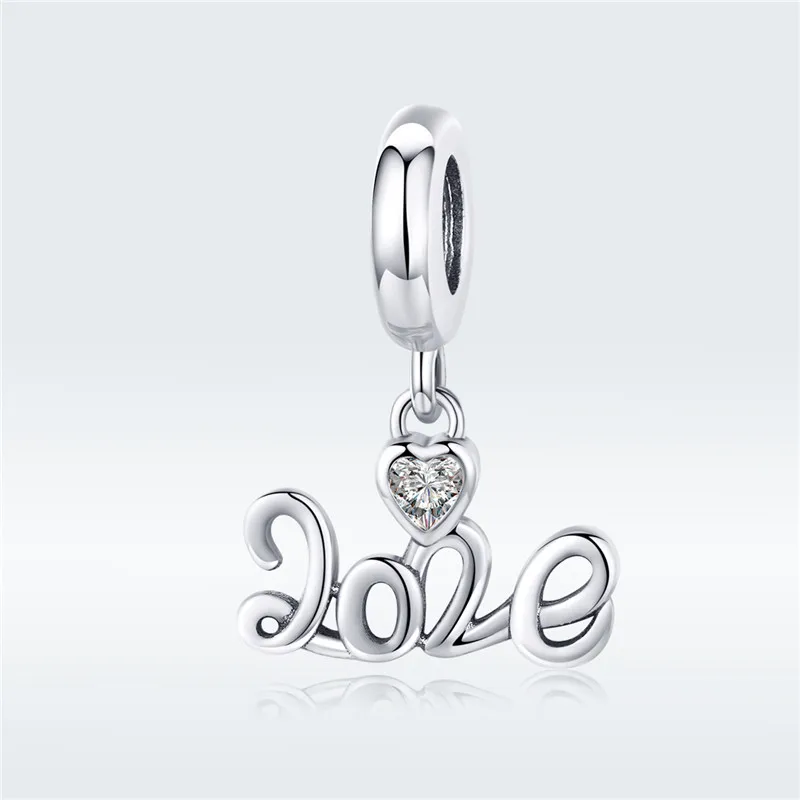 Fit Pandora браслет DIY 925 серебро Циркон Сердце амулеты S925 арабский цифровой год бусины для изготовления ювелирных изделий