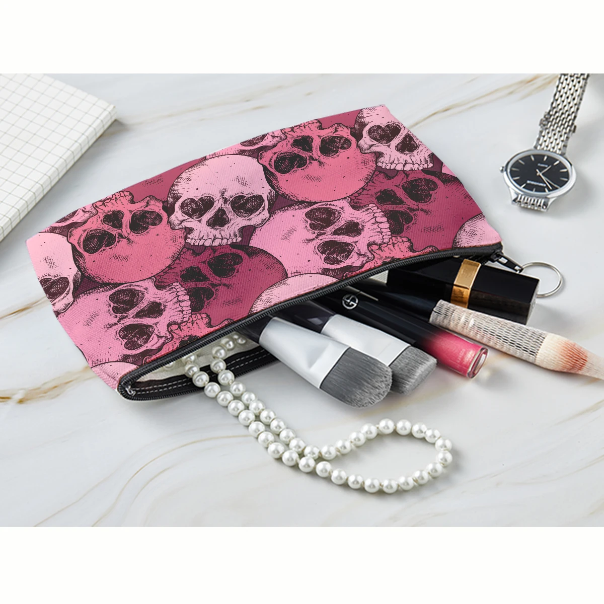 Storage Bag Makeup Organizer Cosmetic Bag Cosmetic Storage Bag Toiletry Bag Makeup Bag Cosmetic Case Skull Print Women Cosmetic Bag