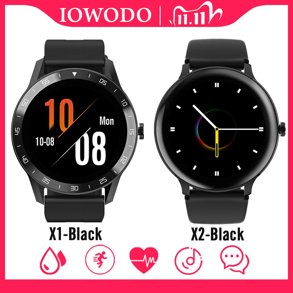 

IOWODO Smart Watch Men Women Waterproof Heart Rate Monitor Call Reminder 45-Day Battery Life Smartwatch for Android iOS Phone