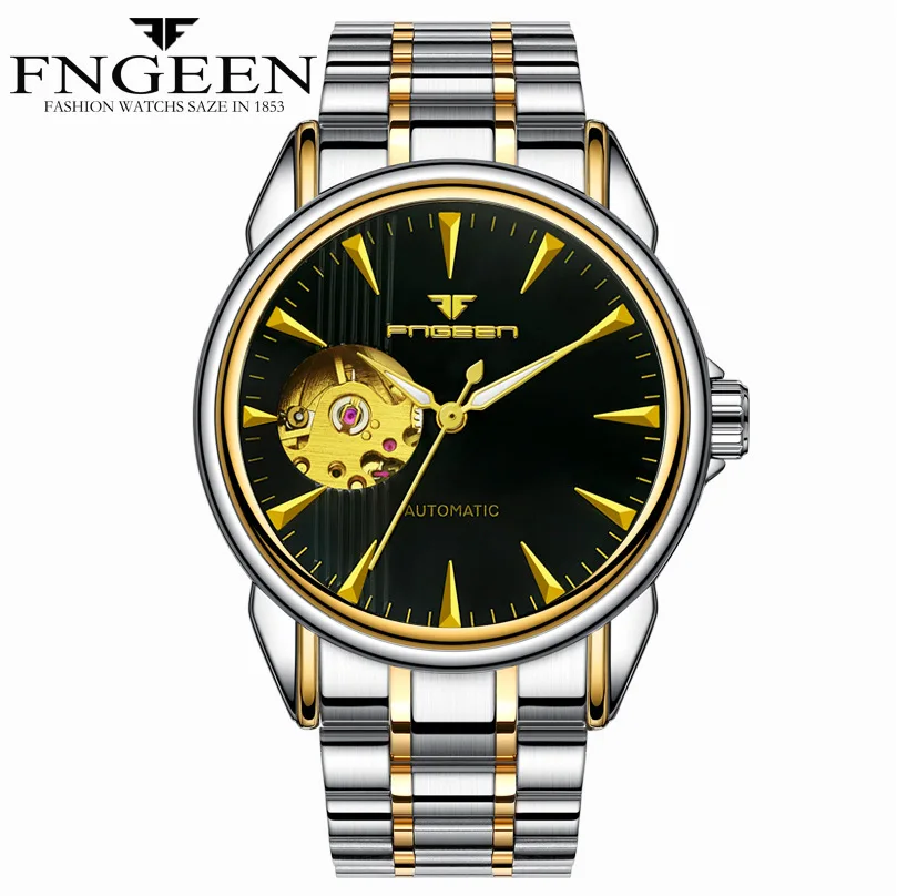 

FNGEEN Watch Men Skeleton Automatic Mechanical Watch Stainless Steel Skeleton Man Watch Mens Waterproof Watch Top Brand Luxury