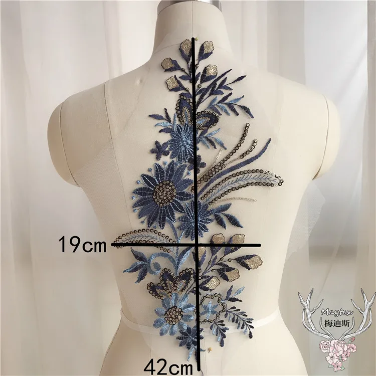 Gold Flower Lace Fabric Trim Ribbon Neckline Collar Embroidered Applique Sewing Craft Wedding Dress Clothes