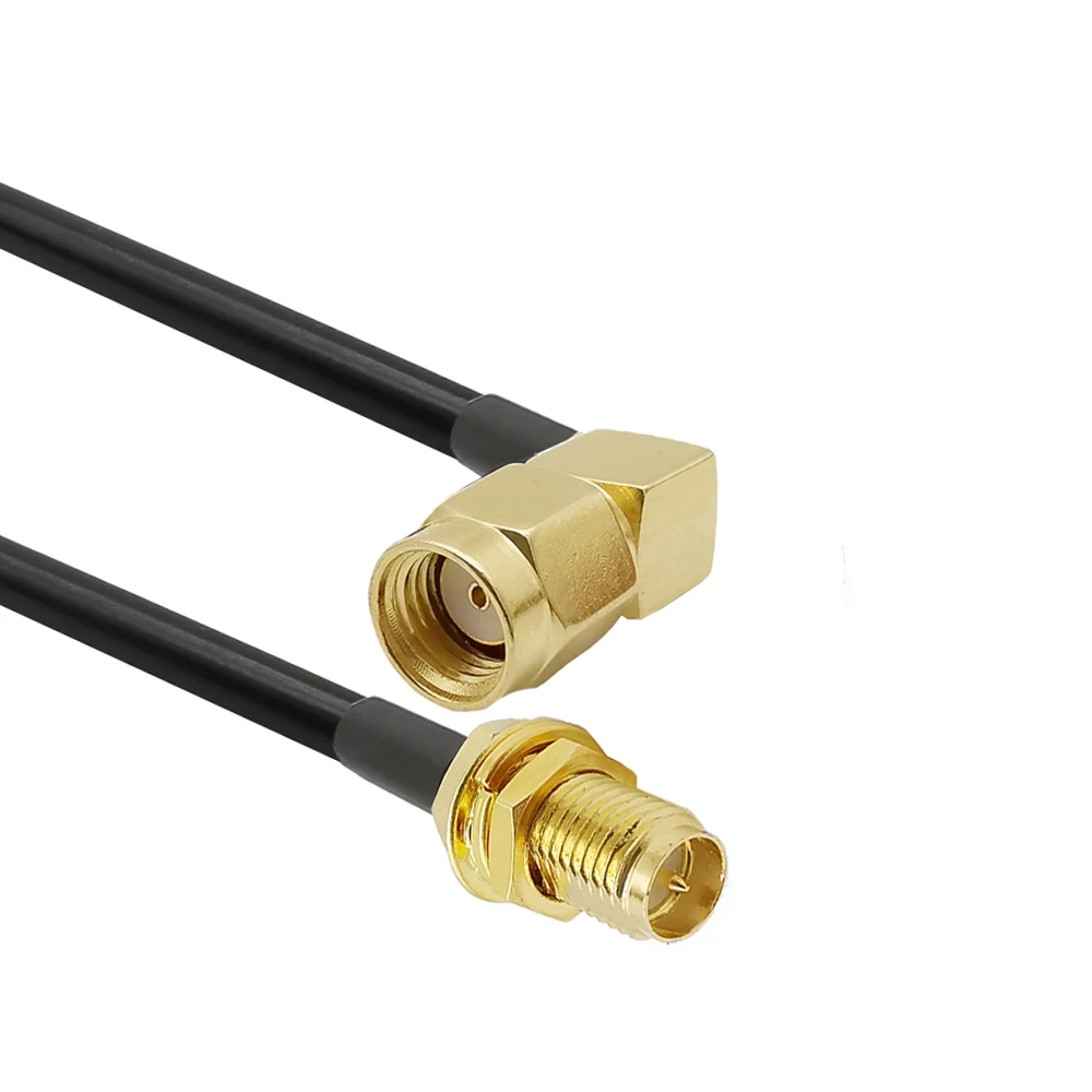 1Pcs RP-SMA Male Right Angle to RP-SMA Female LMR200 WiFi Antenna Extension Cable For WiFi Router Ga