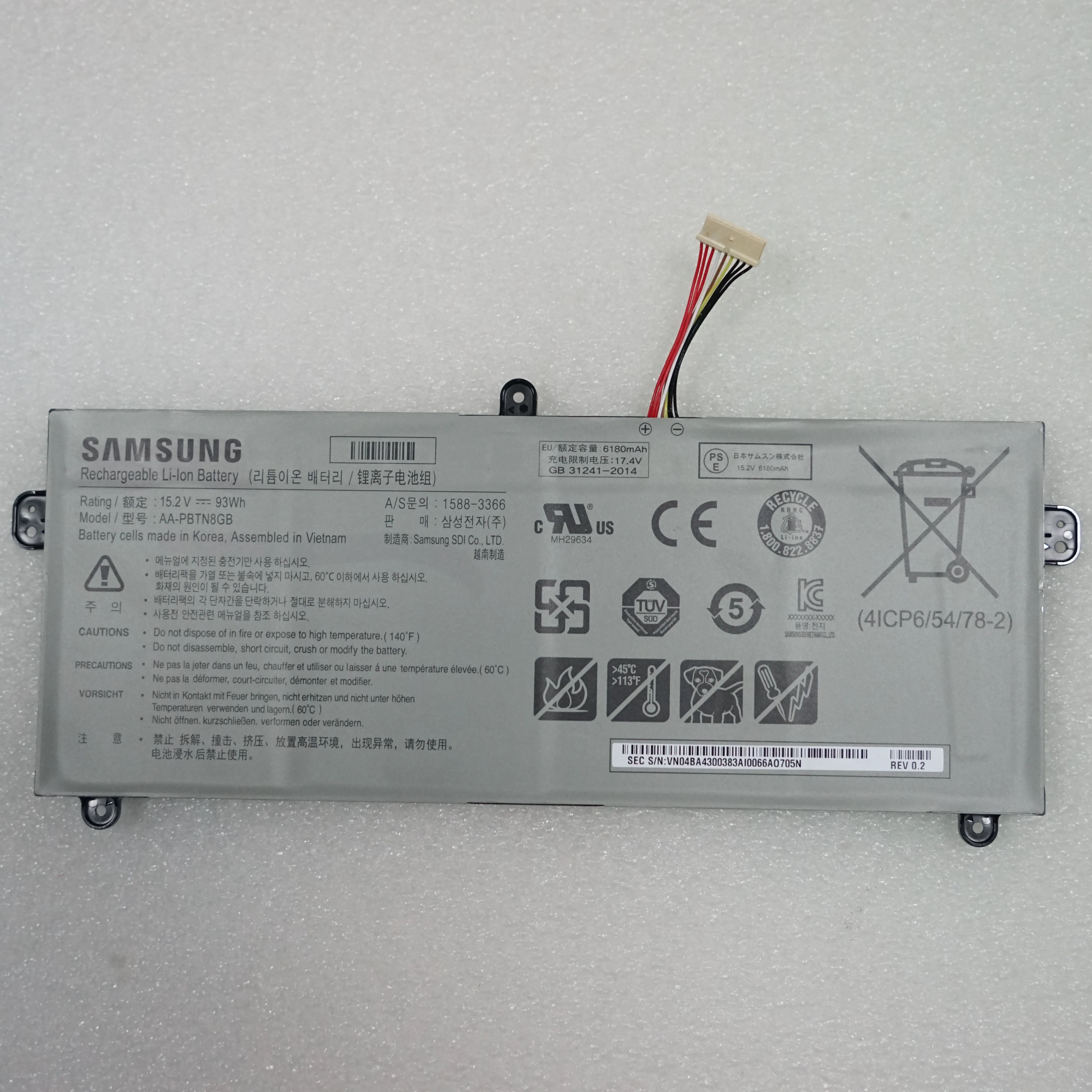 Новая Подлинная батарея для samsung AA-PBTN8GB 1588-3366 15,2 V 93WH