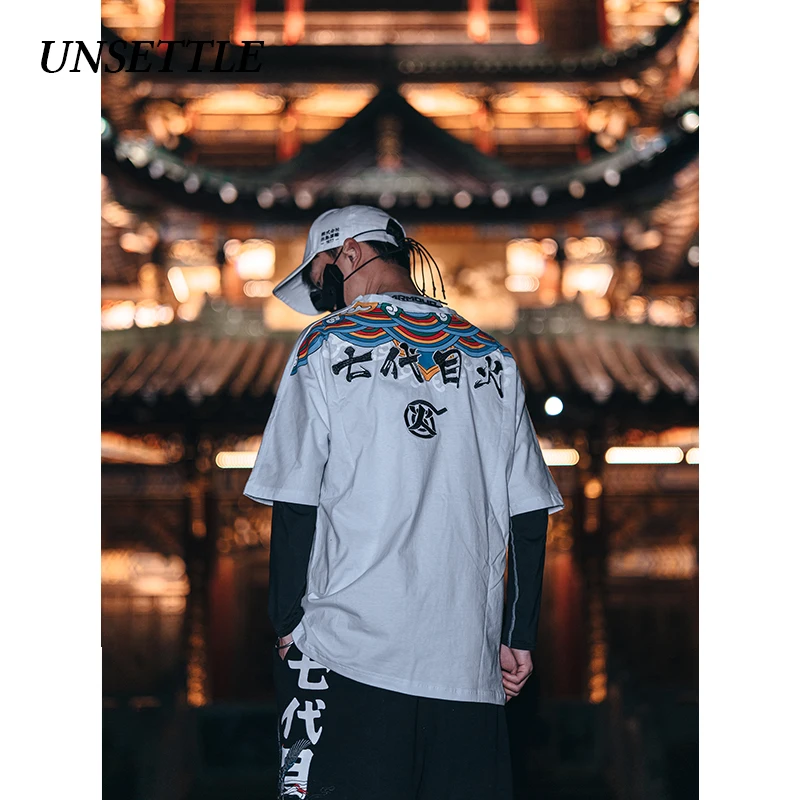 UNSETTLE 2020SS Лето Harajuku футболки для мужчин/женщин хип-хоп мода Радуга вышивка