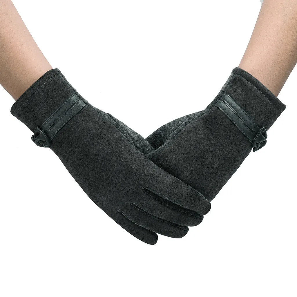 Серый autumn Winter new Pair Winter Warm Screen Riding Drove Gloves for Women new Elegant design winter gloves women warmer#O11 - Цвет: Серый