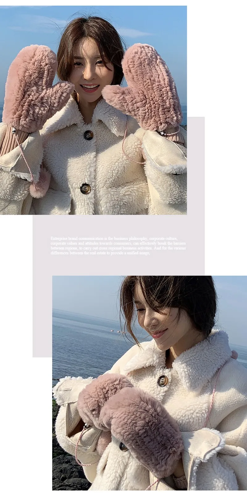 Г. Glaforny новые модные корейские женские варежки из меха кролика рекс кожаные перчатки для девочек, сохраняющие тепло зимой
