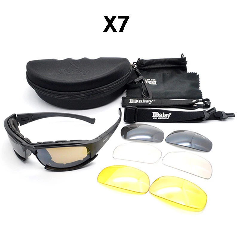 Daisy X7 поляризационные очки, армейские солнцезащитные очки с защитой от ультрафиолета, военные очки, 4 линзы, комплект, военные игры, тактические мужские очки
