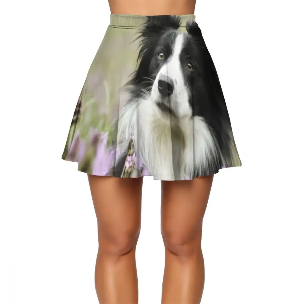 NOISYDESIGNS Women Fashion Summer High Waist Pleated Skirt Wind Cosplay Skirt Border Collie Female Mini Skirts Short Customized