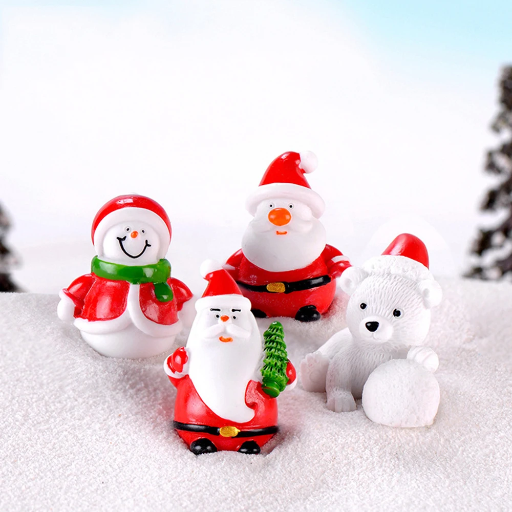 1 шт. подарок Кукольный дом, игрушки бонсай Рождественский Декор микро пейзаж Санта Клаус фигурки, миниатюры снеговик DIY декорации аксессуары