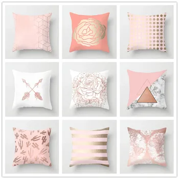 

Geometric Polyester Cushion Cover Pink Home Decor for Sofa Couch Living Room Decorative Pillow Case 45*45 Cactus Flower Print