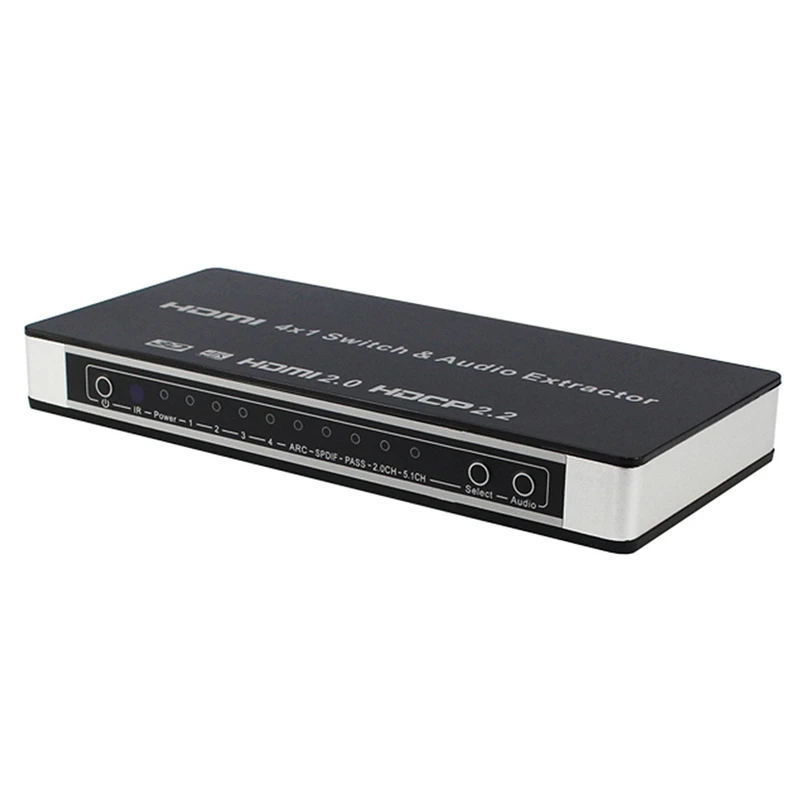  HDMI 2.0 Switch 4X1 HDMI Switcher Converter 4 in 1 Out Audio Extractor Toslink/SPDIF RCA 4Kx2K@60Hz