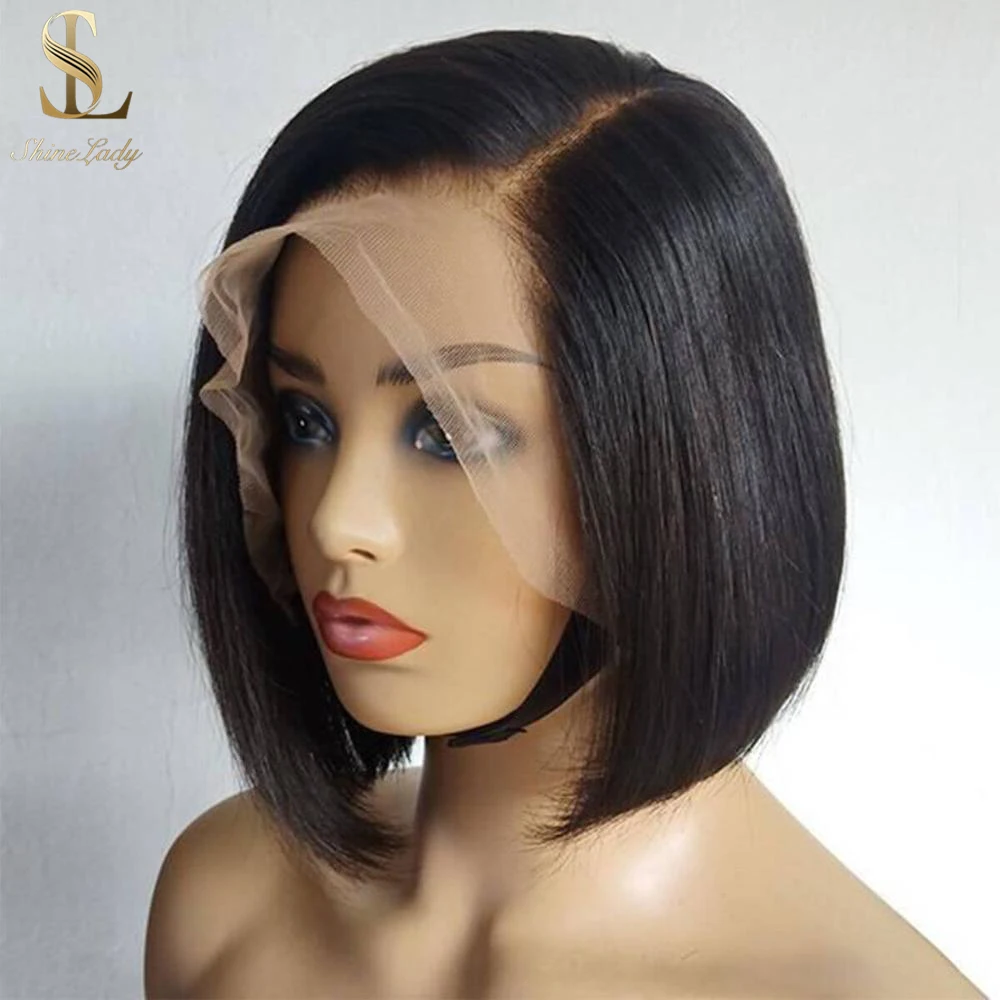 Shinelady Bob Wig Peruvian Human Hair Straight T Part Lace Wigs 10 Inch Short Wigs 1b# Color Remy Human Hair Wig for Black Women Shinelady Bob Wig Peruvian Human Hair Straight T Part Lace Wigs 10 Inch Short Wigs 1b# Color Remy Human Hair Wig for Black Women