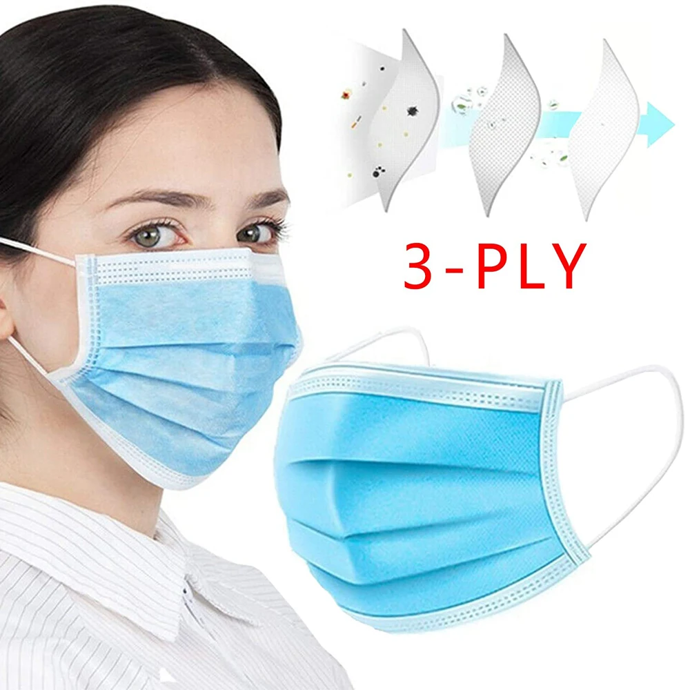 

Disposable Protective Mask 3-layer Filtration Face Mouth Masks Non-Woven Anti-Dust Meltblown Cloth Face Masks